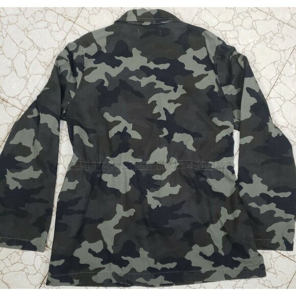 JustFab Anorak Jacket Womens Large Camo Cotton Canvas Unlined Drawstring Waist - Picture 7 of 10